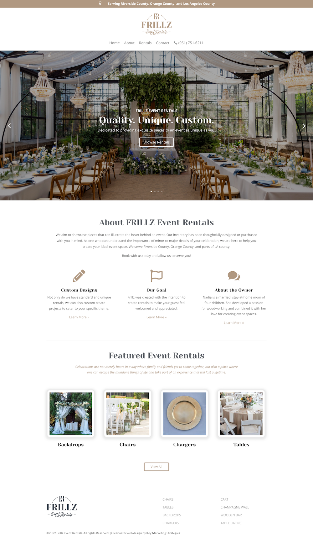 event rentals web design