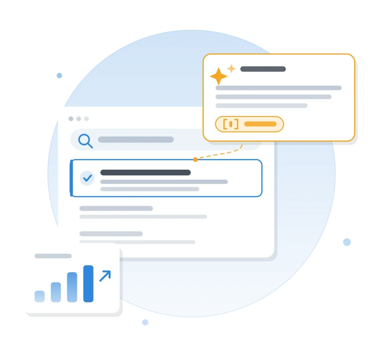 Search results and an AI answer both citing the same small business website